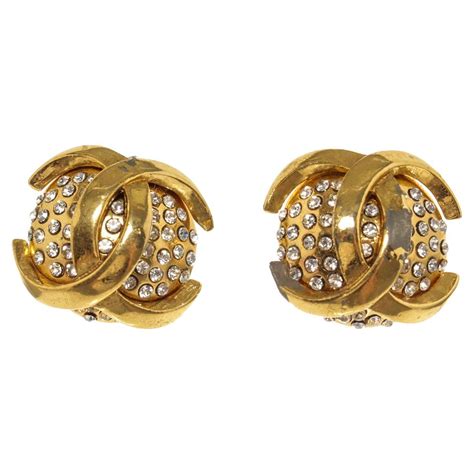 pendant earrings chanel|round rhinestone clip vintage earrings.